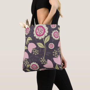 Bolsa Tote Padrão das Tulipas Florais Grandes Rosa