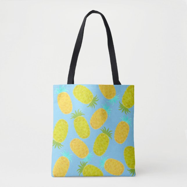 Bolsa Tote padrão de abacaxis do oceano e do céu (Frente)