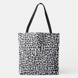 Bolsa Tote Padrão de abstrato 190621 Preto em Branco
