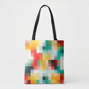 Bolsa Tote Padrão de Abstrato branco amarelo azul vermelho ve