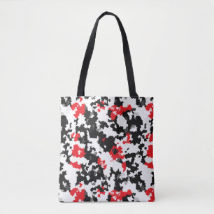 Bolsa Tote Padrão De Abstrato Branco E Preto Vermelho Cristal