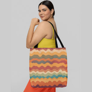 Bolsa Tote Padrão de abstrato de onda colorida