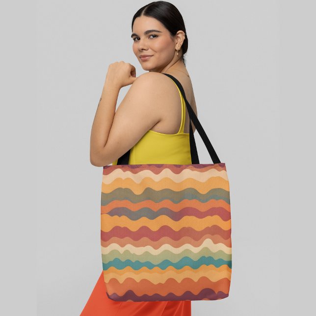 Bolsa Tote Padrão de abstrato de onda colorida (Criador carregado)