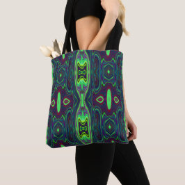 Bolsa Tote Padrão de Abstrato de Retro, Vermelho e Azul