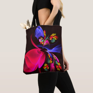 Bolsa Tote Padrão de Abstrato Floral Moderno Colorido #06