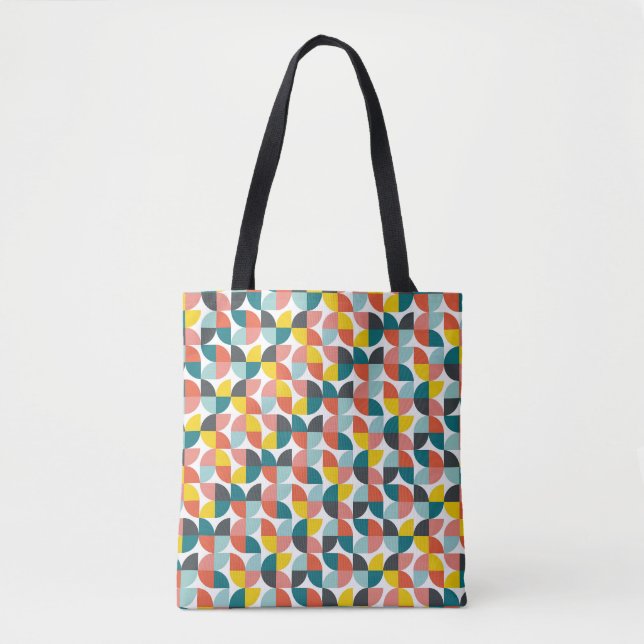 Bolsa Tote Padrão de Abstrato Geométrico Colorida (Frente)