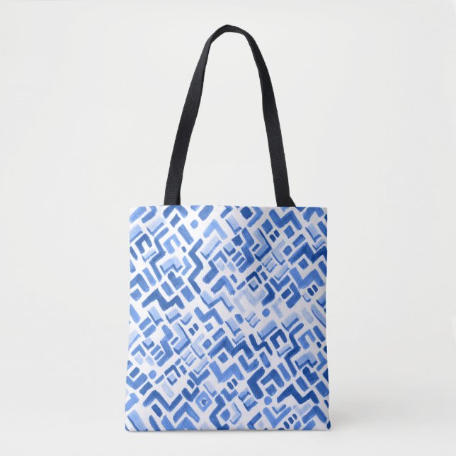 Bolsa Tote Padrão de Abstrato Geométrico de Aquarela (Frente)