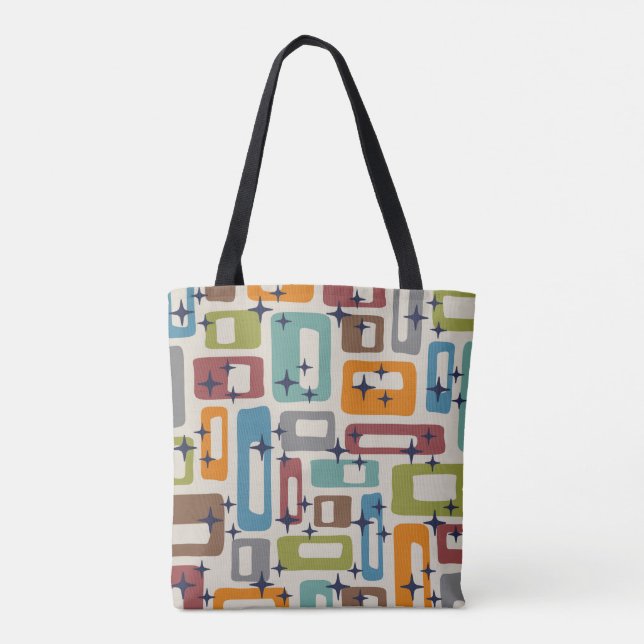 Bolsa Tote Padrão de Abstrato Moderno do Meio século Retroati (Verso)