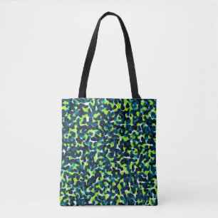 Bolsa Tote Padrão de Abstrato preto verde azul-lacrimogêneo