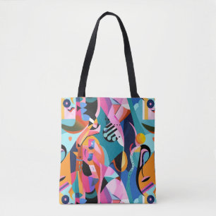 Bolsa Tote Padrão de Abstrato surreal colorido