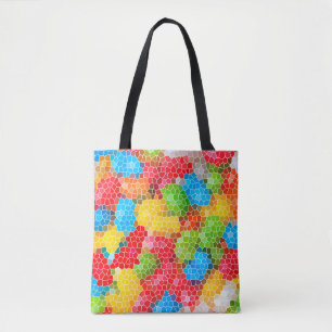 Bolsa Tote Padrão de Abstrato único brilhante e colorido