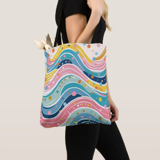 Bolsa Tote Padrão de Abstrato Wavy Retro 70s