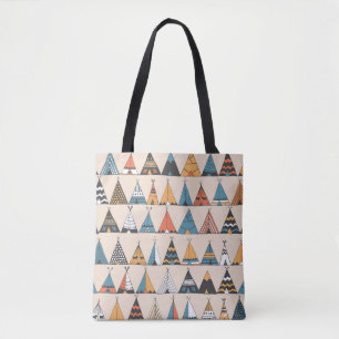 Bolsa Tote Padrão de adolescente. tenda nativa americana de