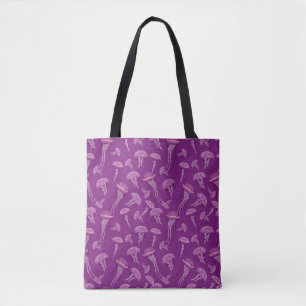 Bolsa Tote Padrão de água-viva roxa brilhante