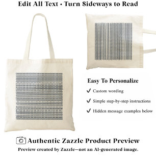 Bolsa Tote Padrão de Alfabeto Secreto, Mensagem Personalizada