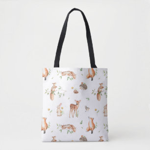Bolsa Tote Padrão de Amigos de Animais da Floresta Cura