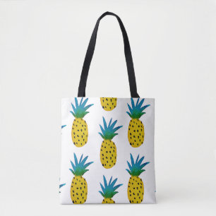 Bolsa Tote Padrão de Ananás Amarelo de Aquarela