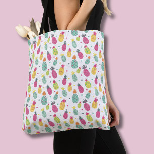 Bolsa Tote Padrão de ananás tropical colorida