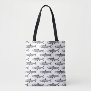 Bolsa Tote Padrão de Anchovy - Preto em Branco