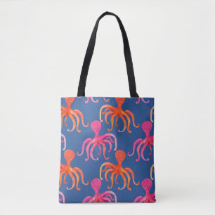 Bolsa Tote Padrão de Aquarela de Octopus de Cartoon Colorida