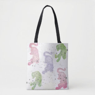 Bolsa Tote Padrão de aquarela de Tigres