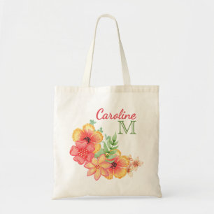Bolsa Tote Padrão de Aquarela Floral de Corte Personalizado
