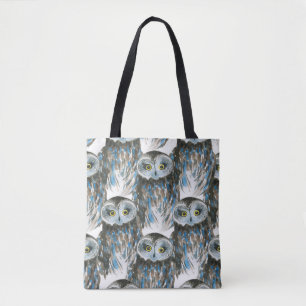 Bolsa Tote Padrão de aquarela sem costura com coruja grande