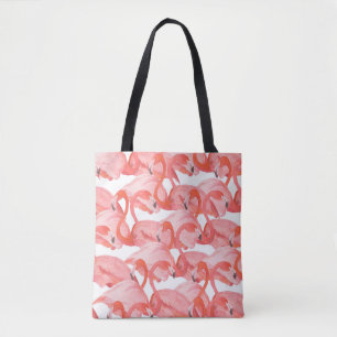 Bolsa Tote Padrão de aquarela sem costura com flamingos