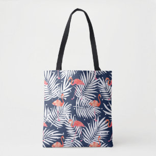 Bolsa Tote Padrão de aquarela sem costura com um flamingo de