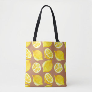 Bolsa Tote Padrão de aquarelas sem costura com limões