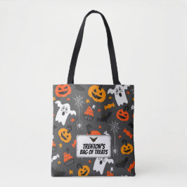 Bolsa Tote Padrão de aranha-fantasma da abóbora do Halloween