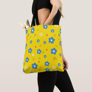 Bolsa Tote Padrão de Arte Amarela Flor Aestésico Flor PNG Tra