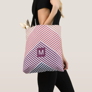 Bolsa Tote Padrão de Arte de Stripes Diagonais Simples Único