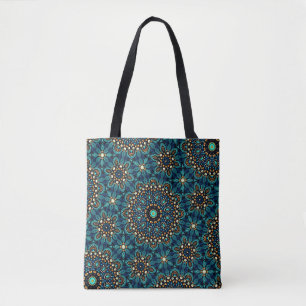 Bolsa Tote Padrão de Arte Moderno do Abstrato Teal Moderno le