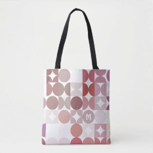 Bolsa Tote Padrão de Arte Retro Rosa Bege Rosa Personalizado