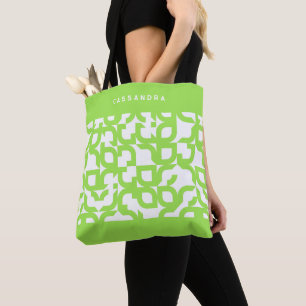Bolsa Tote Padrão de Arte Retro Verde Limão Verão Brilhante P