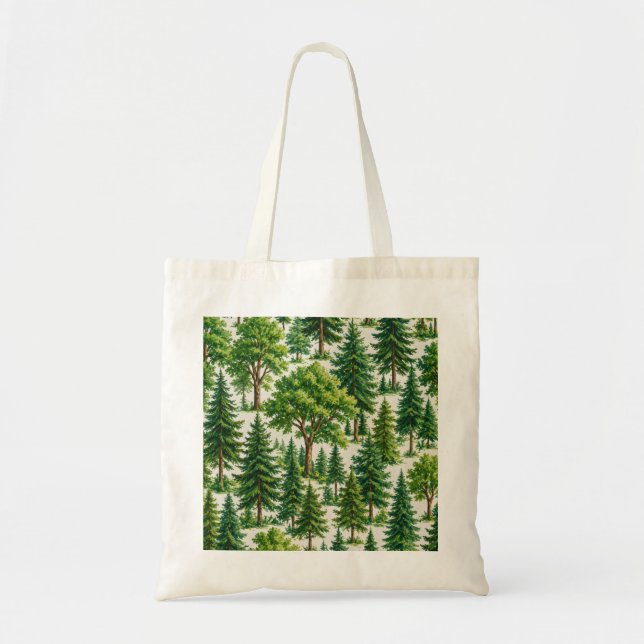 Bolsa Tote Padrão de árvore da floresta perene (Frente)