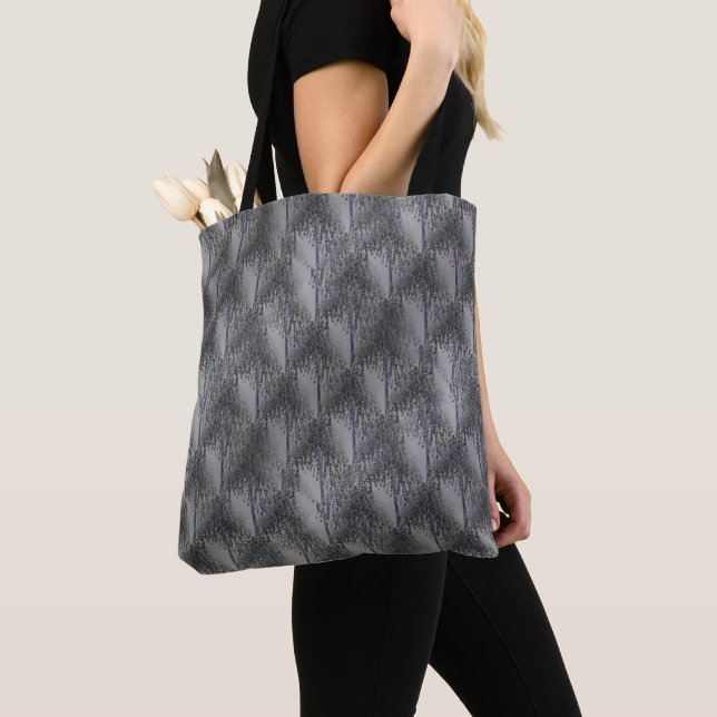 Bolsa Tote Padrão de árvore florida em tons cinzas suaves (Close Up)
