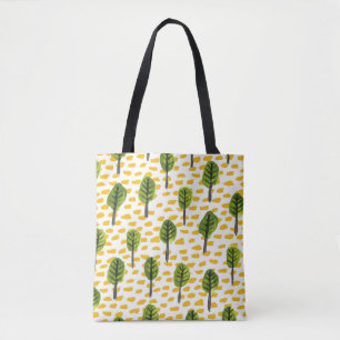 Bolsa Tote Padrão de Árvore Preta Verde Ingênuo