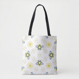 Bolsa Tote Padrão de Azulejo Floral com Aquarela Suave