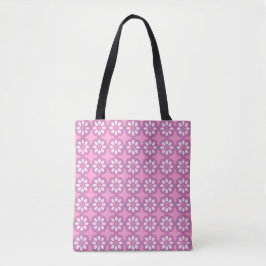 Bolsa Tote Padrão de Azulejo Retro Flor de Rosa
