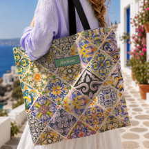 Padrão de azulejos mediterrâneos sicilianos verdes