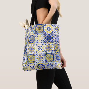 Bolsa Tote Padrão de Azulejos Portugueses