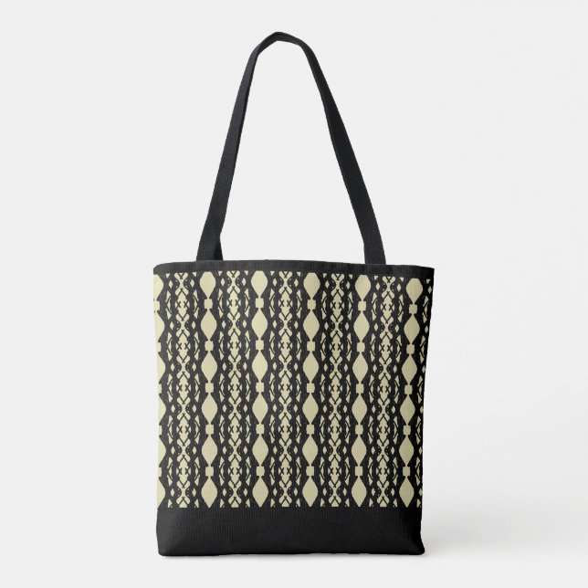 Bolsa Tote Padrão de bege preto e areia elegante (Verso)