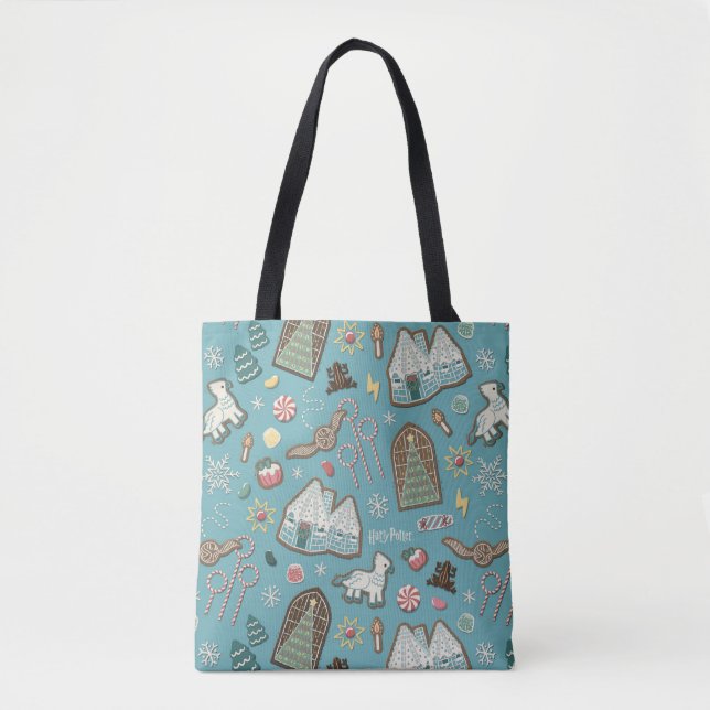 Bolsa Tote Padrão de Biscoito de Natal HARRY POTTER™ HOGWARTS (Frente)
