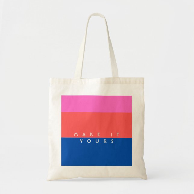 Bolsa Tote Padrão de Bloco de Cor Moderno Personalizado (Frente)