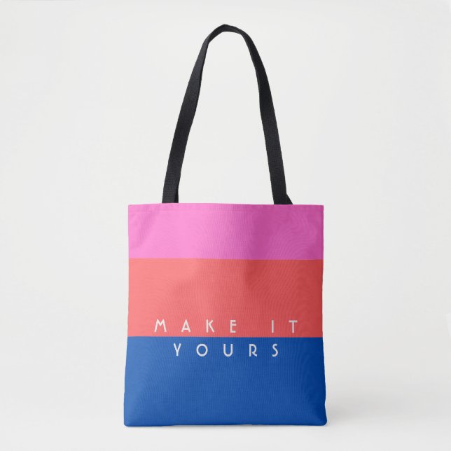 Bolsa Tote Padrão de Bloco de Cor Moderno Personalizado (Frente)