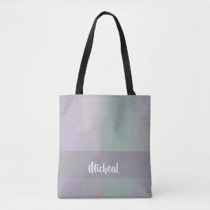 Bolsa Tote Padrão de blocos colorido