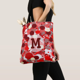Bolsa Tote Padrão de bolhas vermelhas com seu monograma