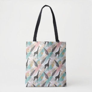 Bolsa Tote Padrão de Bolinhas de Girafa Whimsical - Pastel